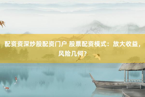 配资资深炒股配资门户 股票配资模式：放大收益，风险几何？