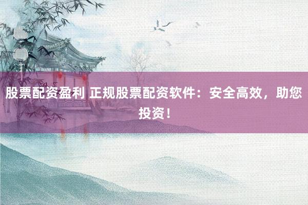 股票配资盈利 正规股票配资软件：安全高效，助您投资！
