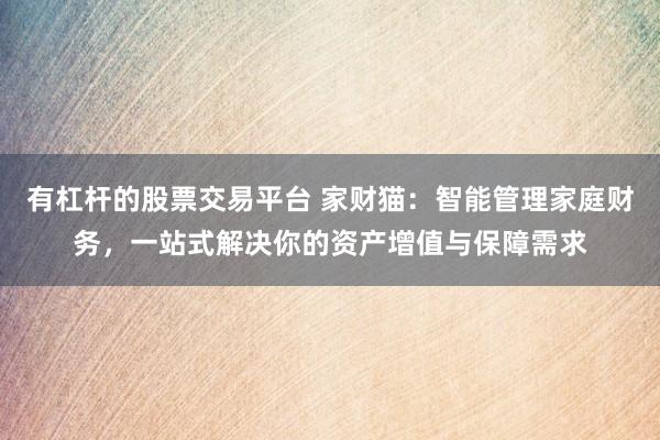 有杠杆的股票交易平台 家财猫：智能管理家庭财务，一站式解决你的资产增值与保障需求