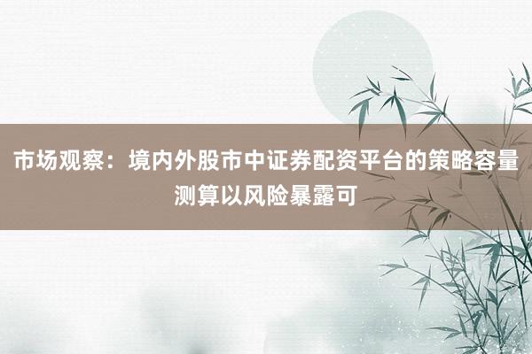 市场观察:境内外股市中证券配资平台的策略容量测算以风险暴露可
