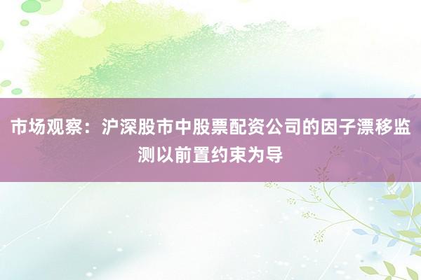 市场观察：沪深股市中股票配资公司的因子漂移监测以前置约束为导
