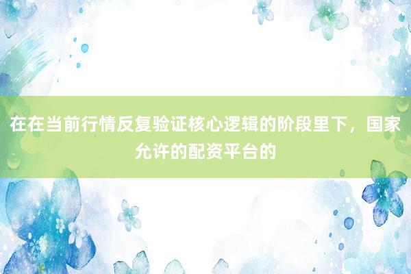 在在当前行情反复验证核心逻辑的阶段里下，国家允许的配资平台的