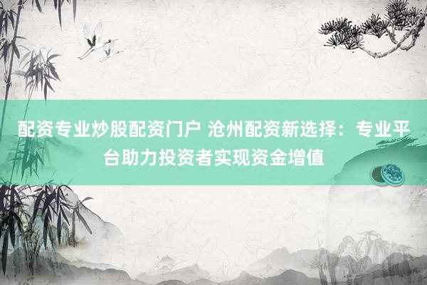 配资专业炒股配资门户 沧州配资新选择：专业平台助力投资者实现资金增值