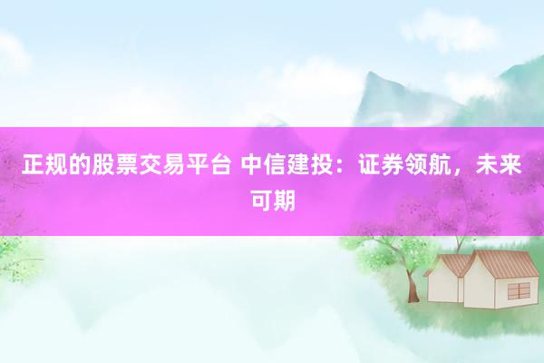 正规的股票交易平台 中信建投：证券领航，未来可期